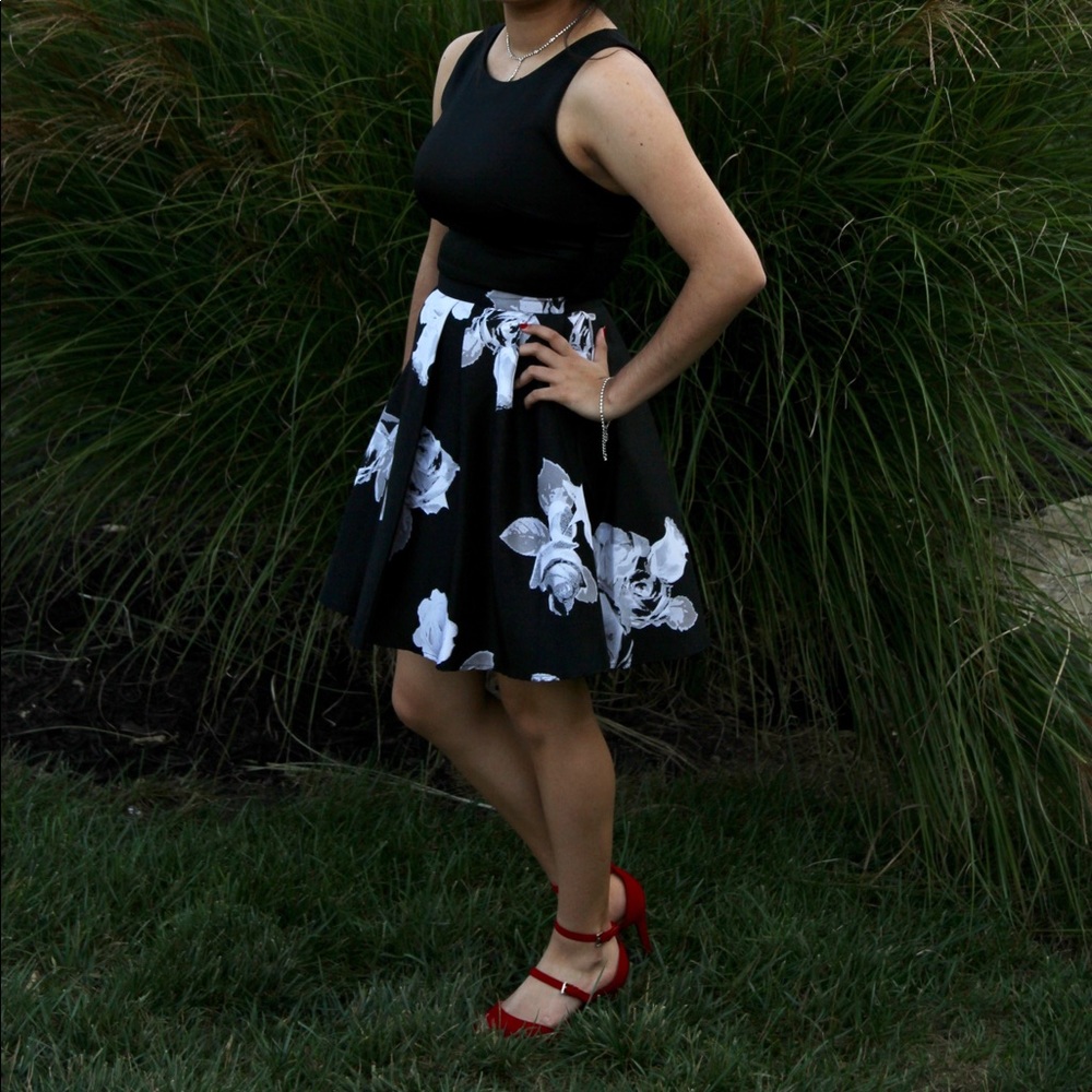 Two Piece Black Floral Dress